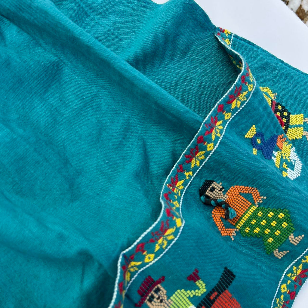 Vintage Folk Art Hand-Embroidered Apron