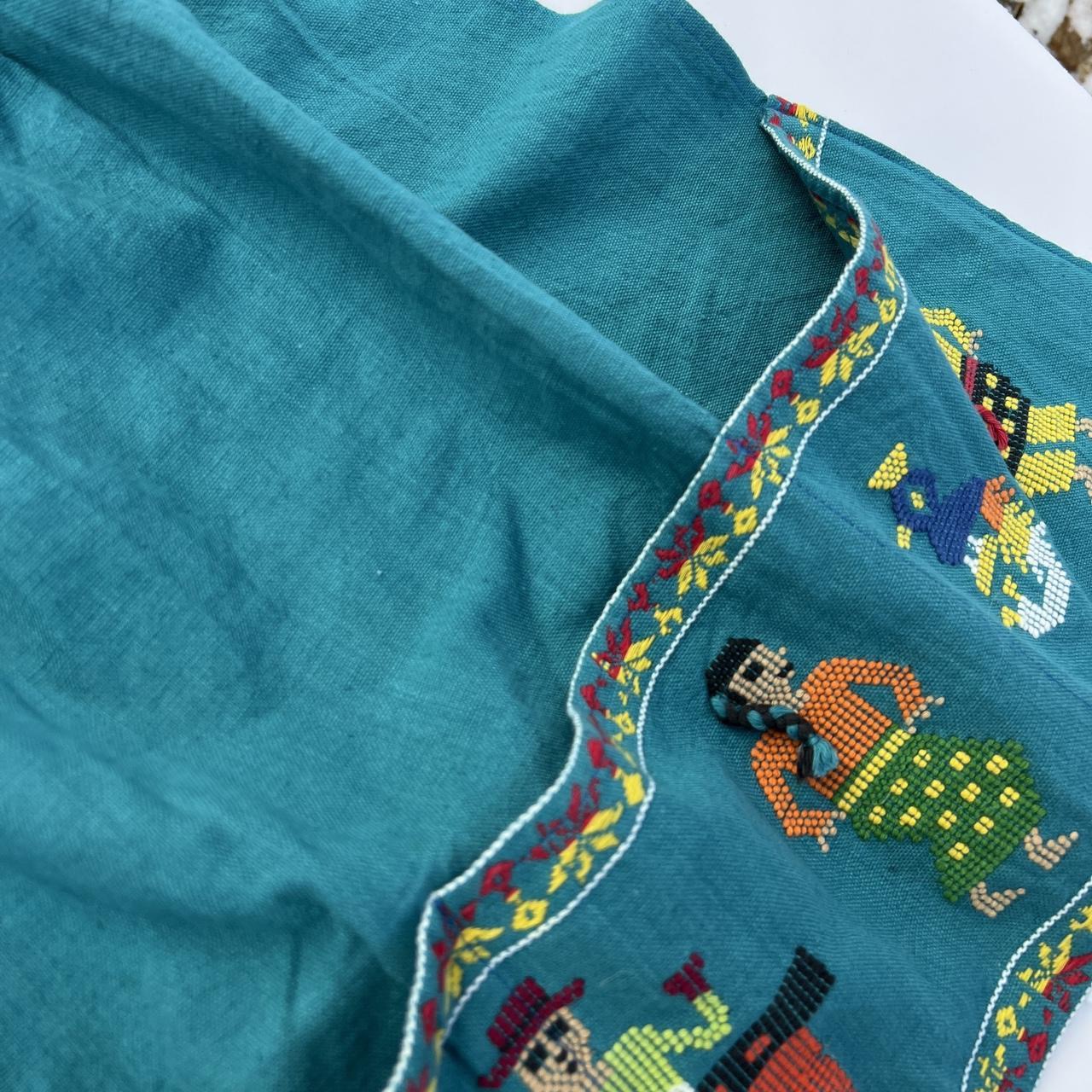 Vintage Folk Art Hand-Embroidered Apron