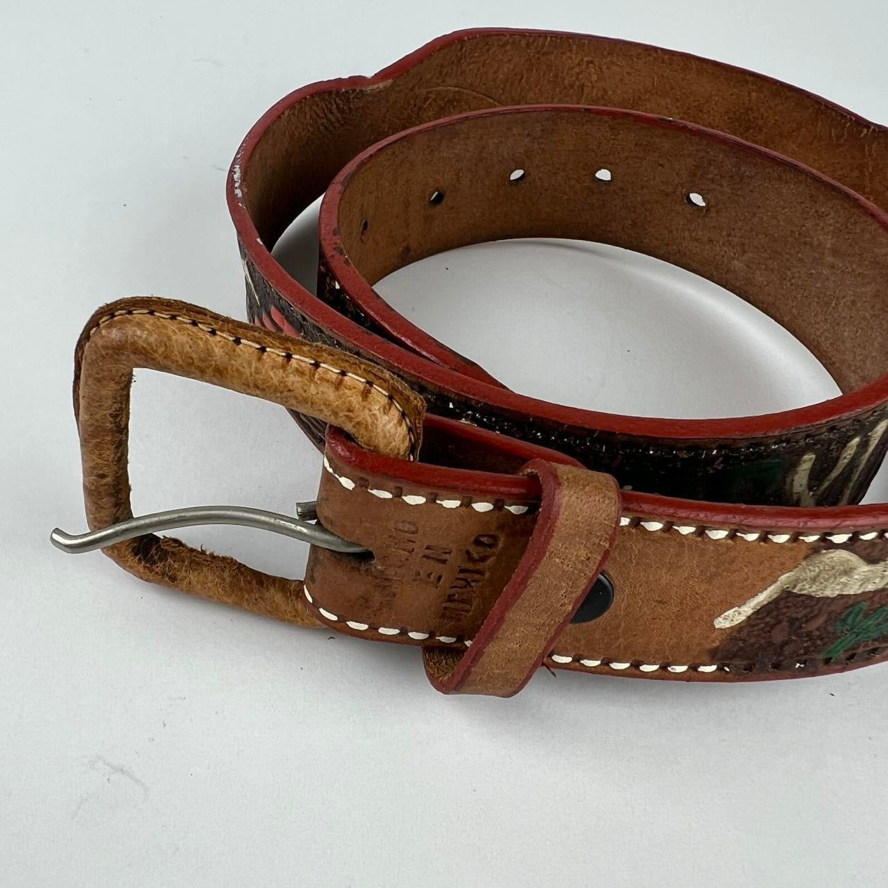 Vintage Mexico Leather Belt / Size 28