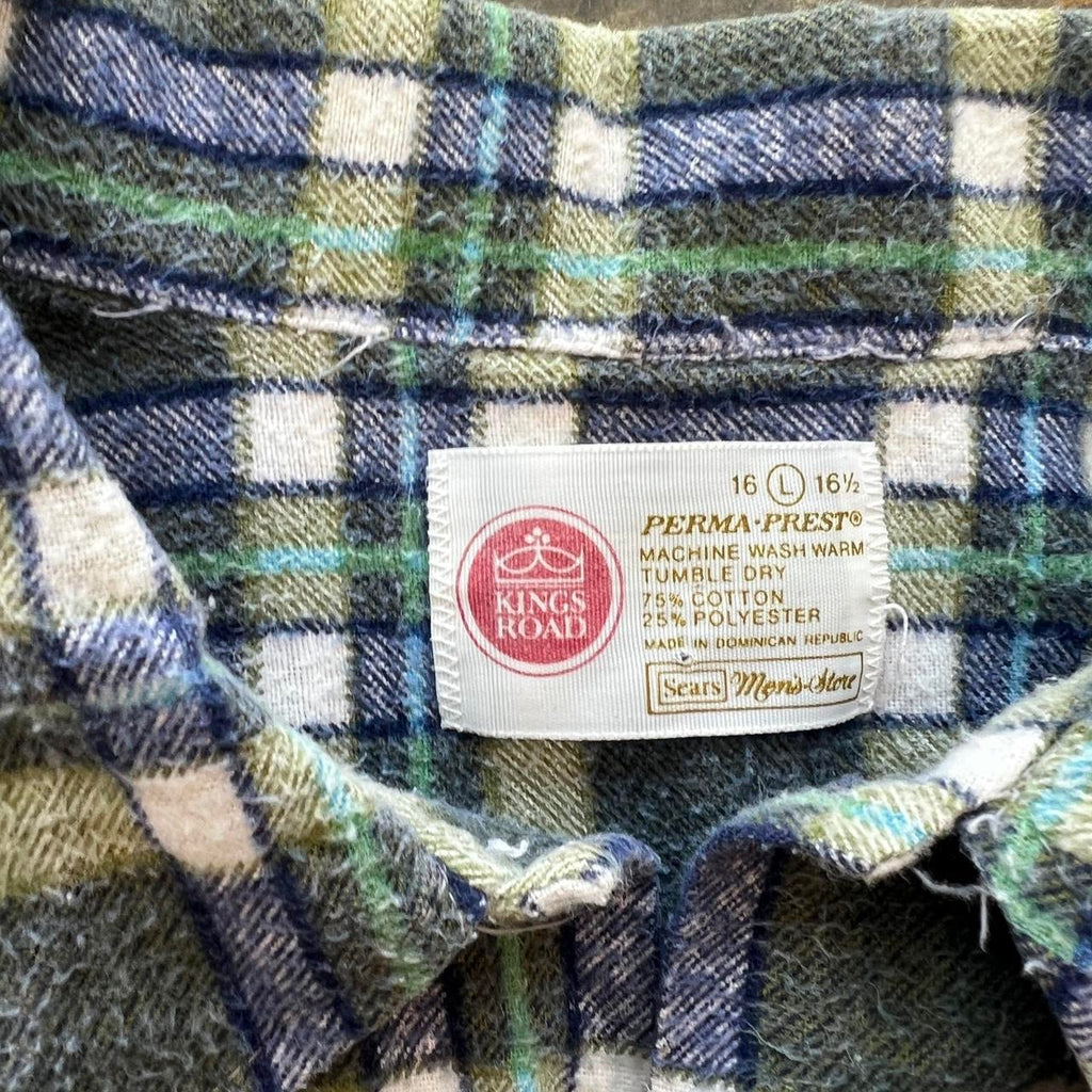 Vintage 70s Kings Road Plaid Button Up Shirt / Large
