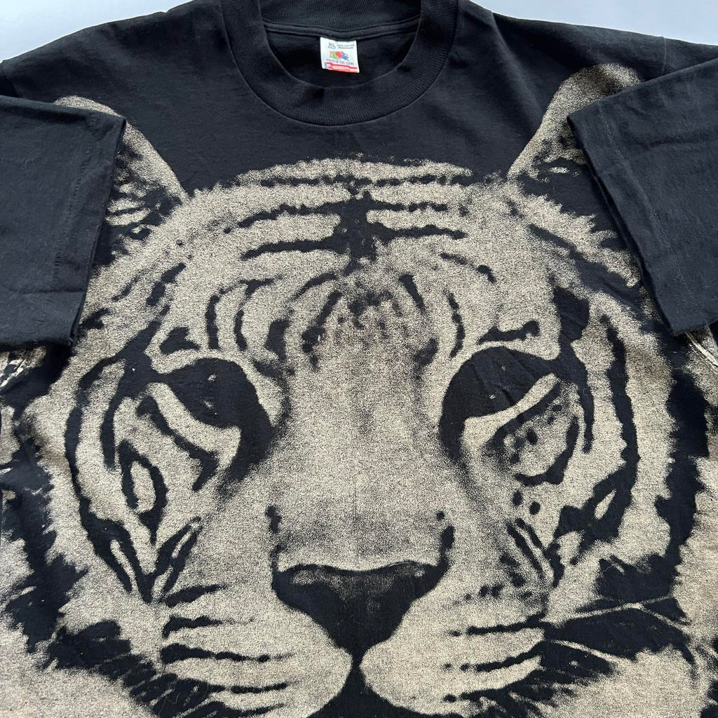 Vintage 90s Bleach Dyed Tiger T-Shirt / XL