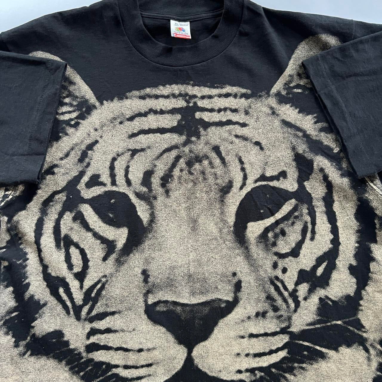 Vintage 90s Bleach Dyed Tiger T-Shirt / XL