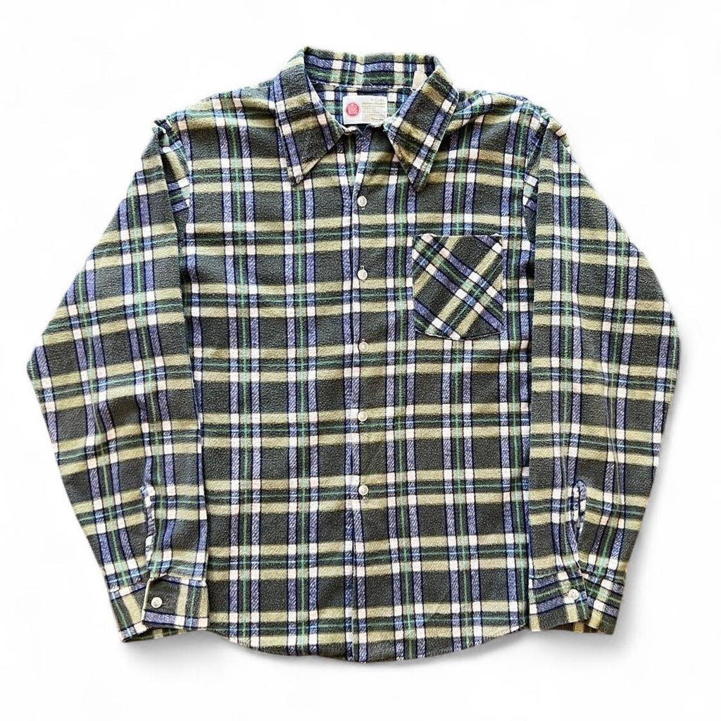 Vintage 70s Kings Road Plaid Button Up Shirt / Large