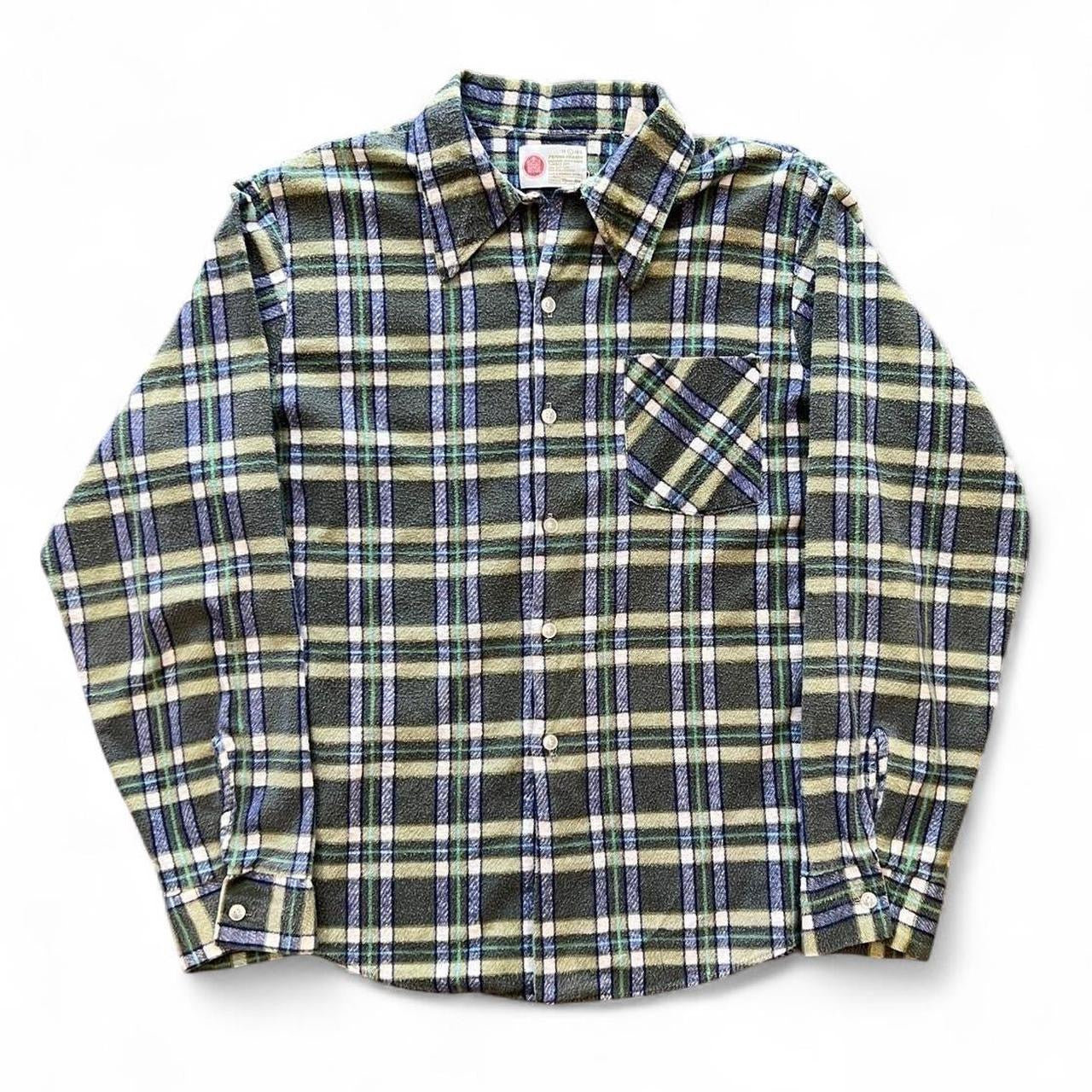 Vintage 70s Kings Road Plaid Button Up Shirt / Large