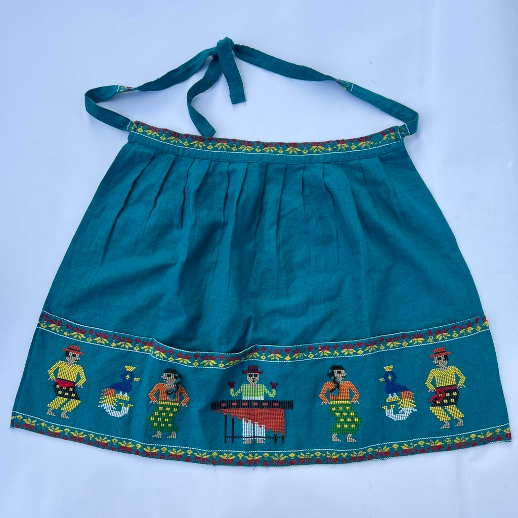 Vintage Folk Art Hand-Embroidered Apron
