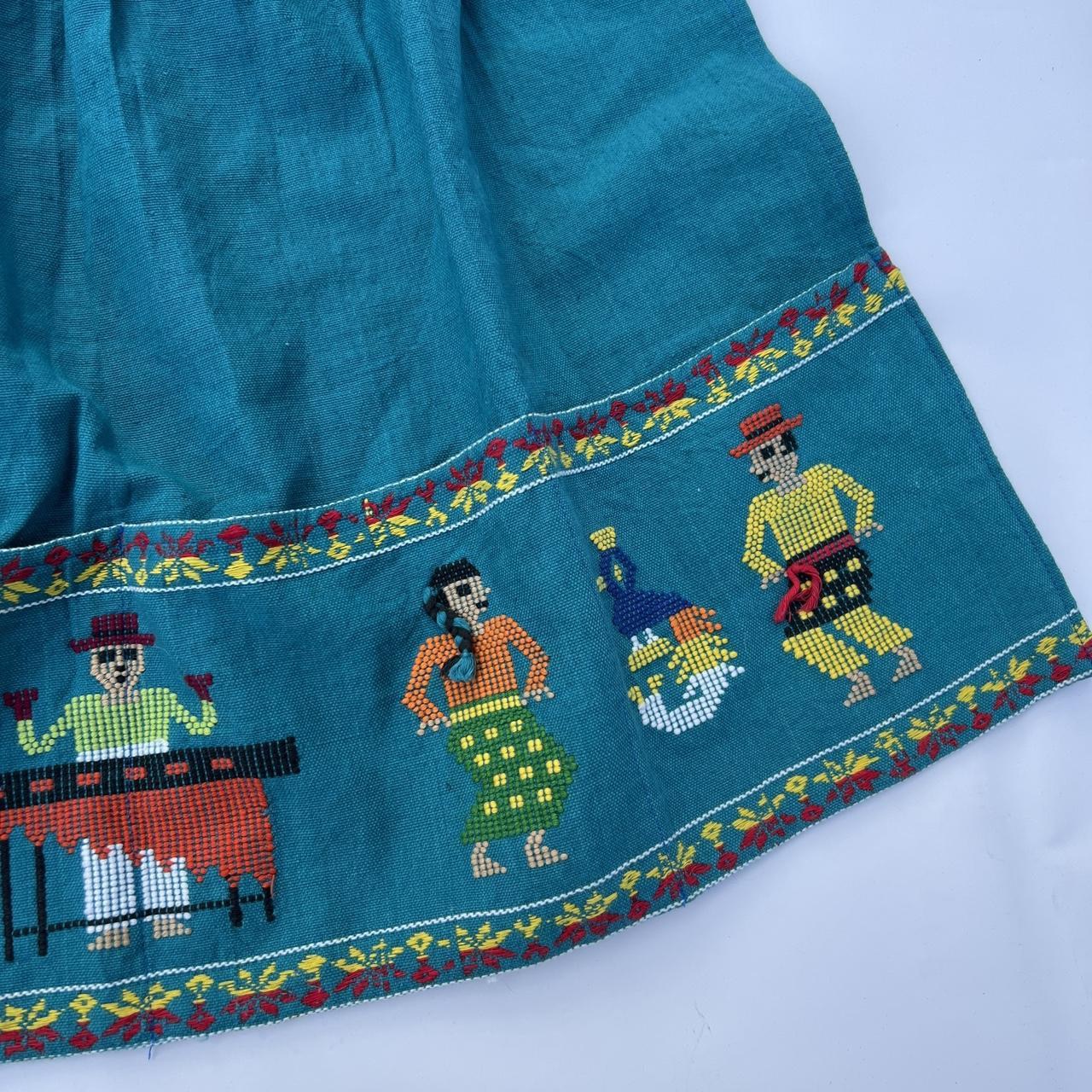 Vintage Folk Art Hand-Embroidered Apron