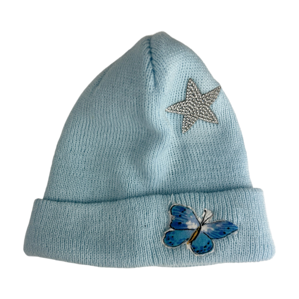 Baby Blue Butterfly Star Beanie