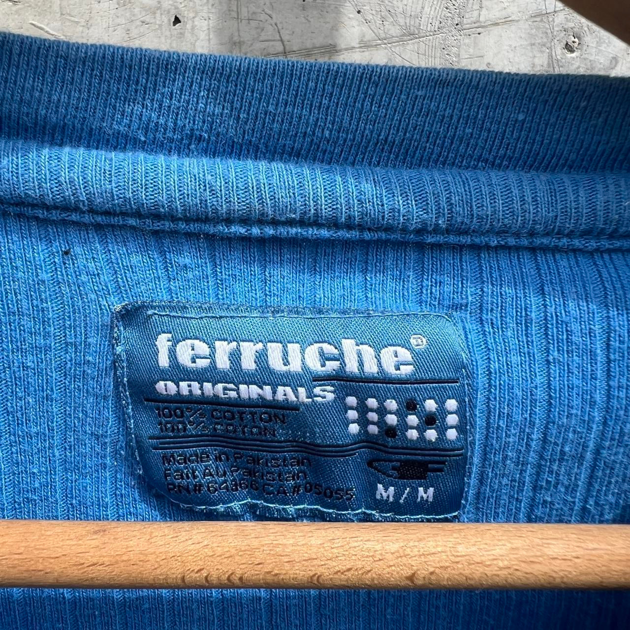 Vintage Ferruche Blue Ribbed Shirt / Medium
