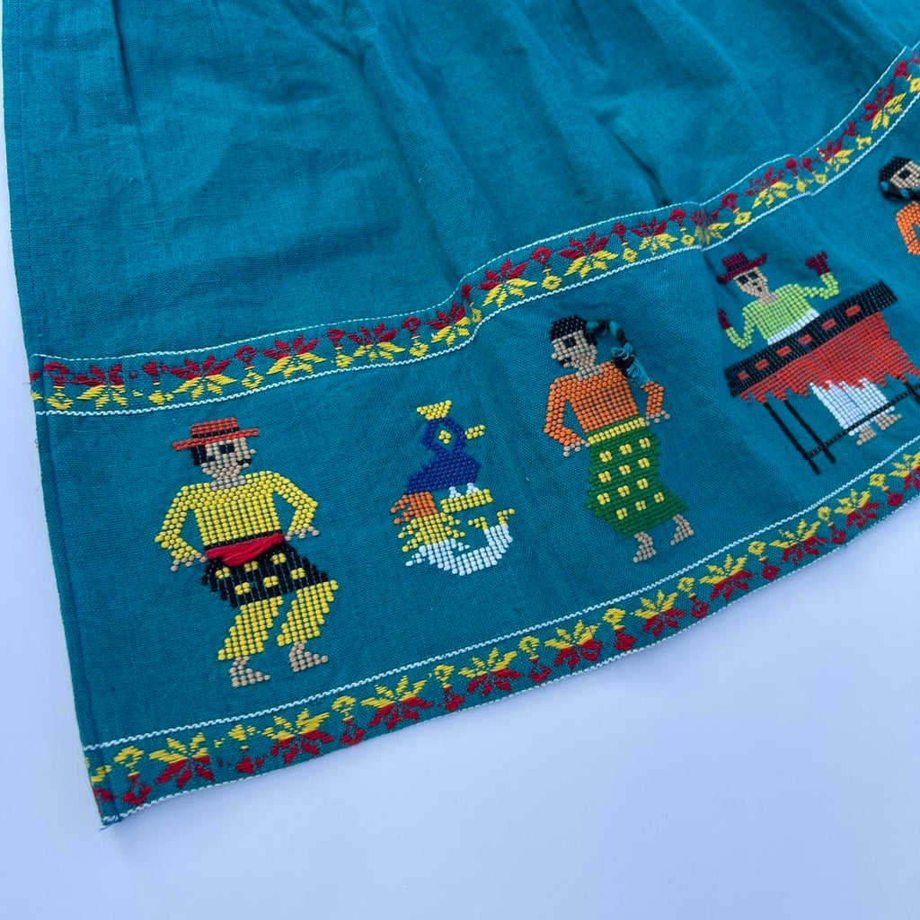 Vintage Folk Art Hand-Embroidered Apron