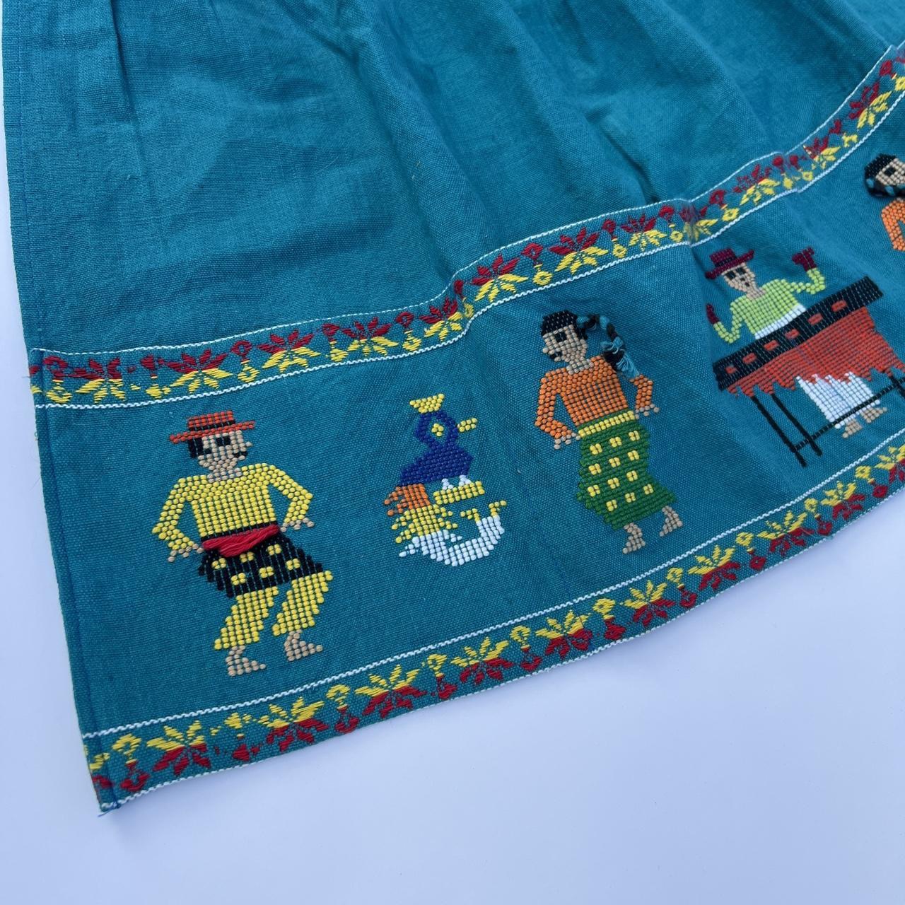 Vintage Folk Art Hand-Embroidered Apron