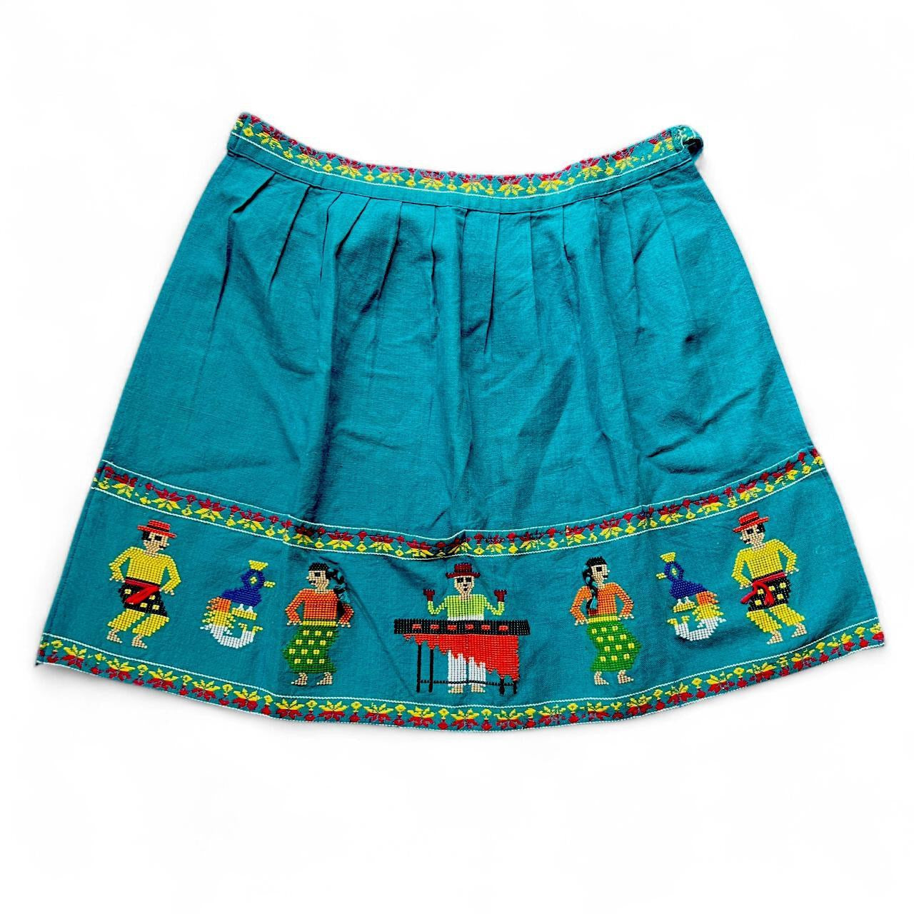 Vintage Folk Art Hand-Embroidered Apron