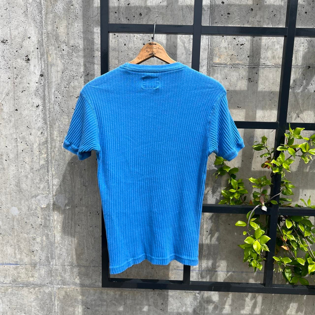 Vintage Ferruche Blue Ribbed Shirt / Medium