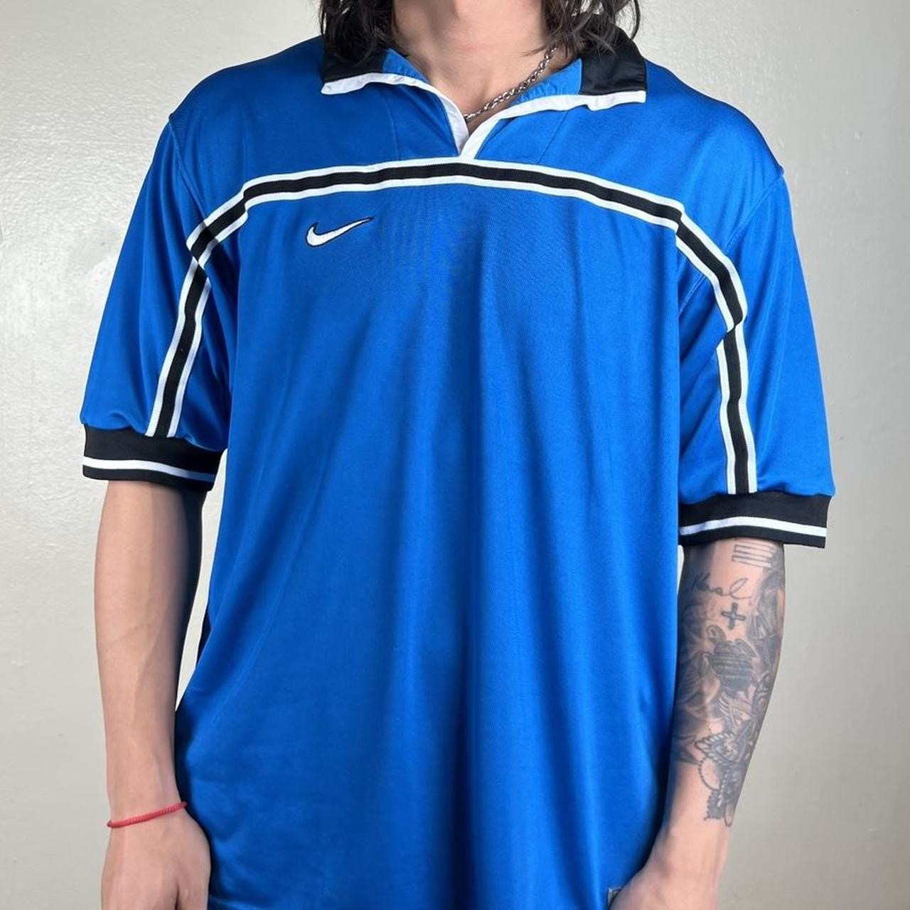 Vintage 90s Nike Blue Soccer Jersey / XL