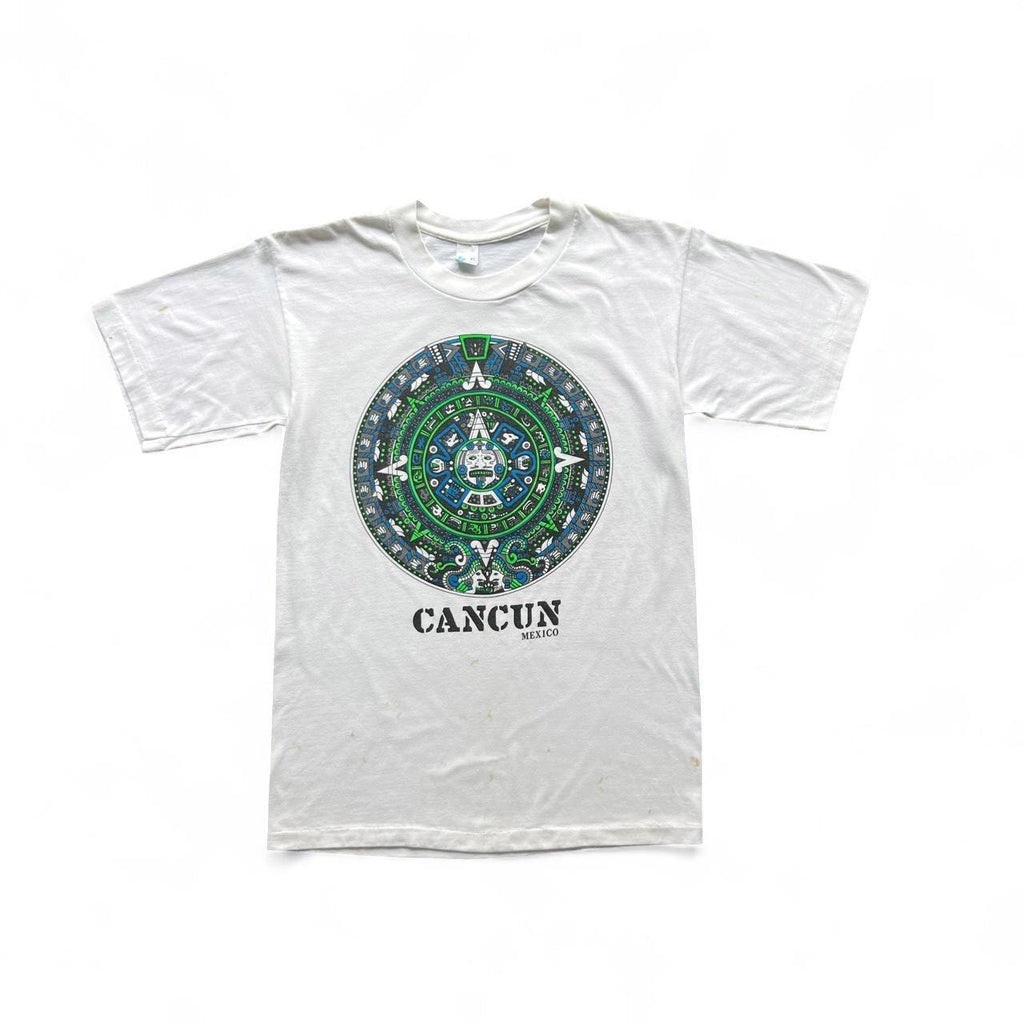 Vintage 90s Cancun Mexico Aztec Calendar Tee / fits like M
