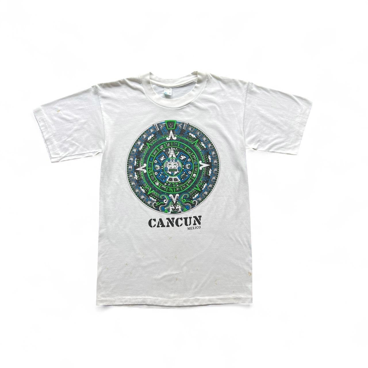 Vintage 90s Cancun Mexico Aztec Calendar Tee / fits like M