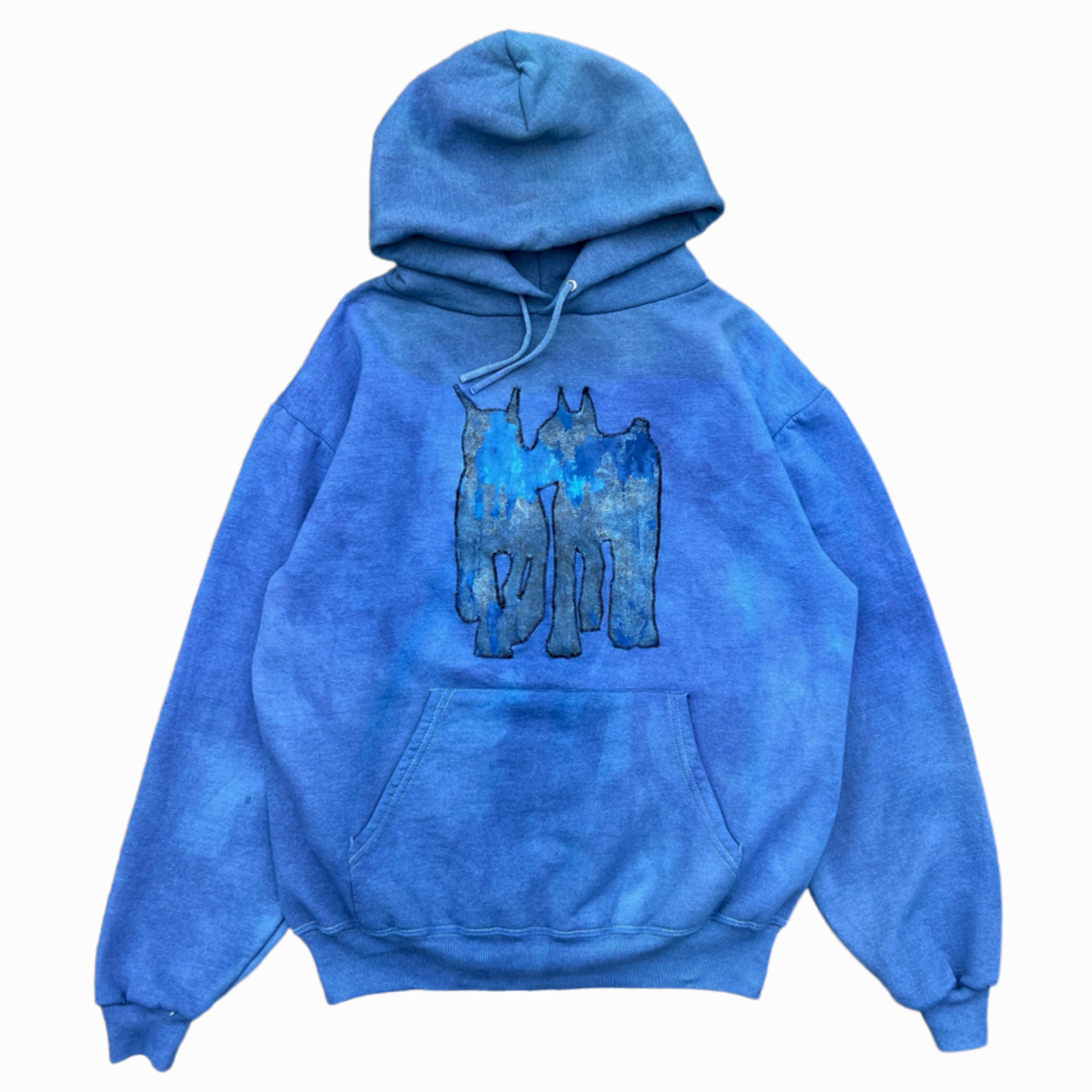 Twin Dogs Indigo Dyed Hoodie / Medium