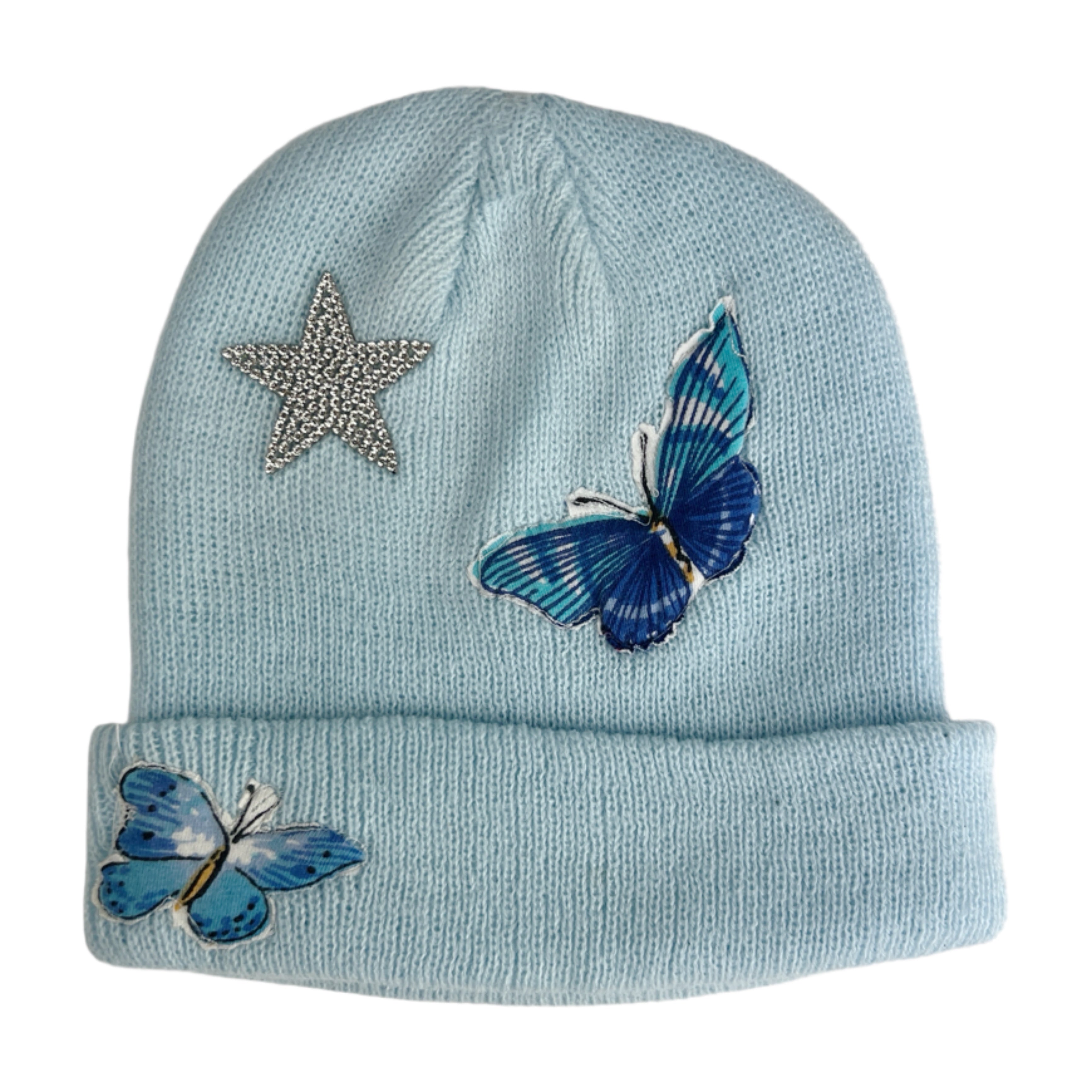 Baby Blue Butterfly Star Beanie