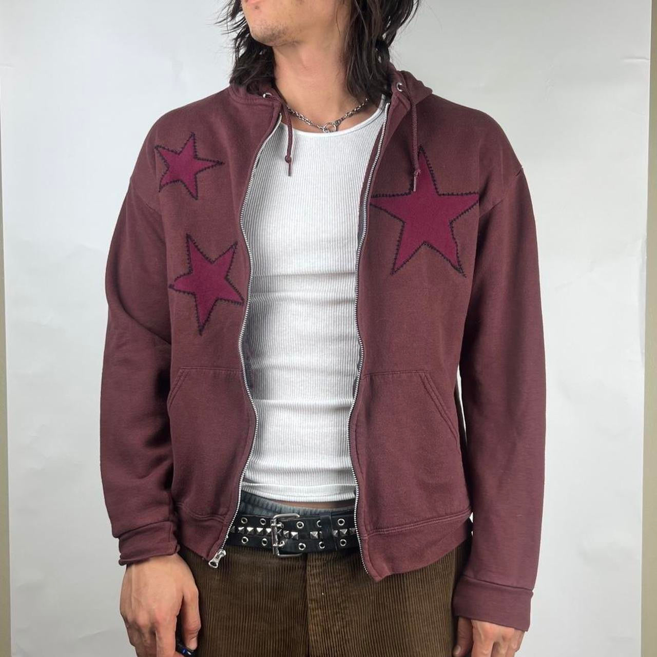 Burgundy Star Hoodie / Large