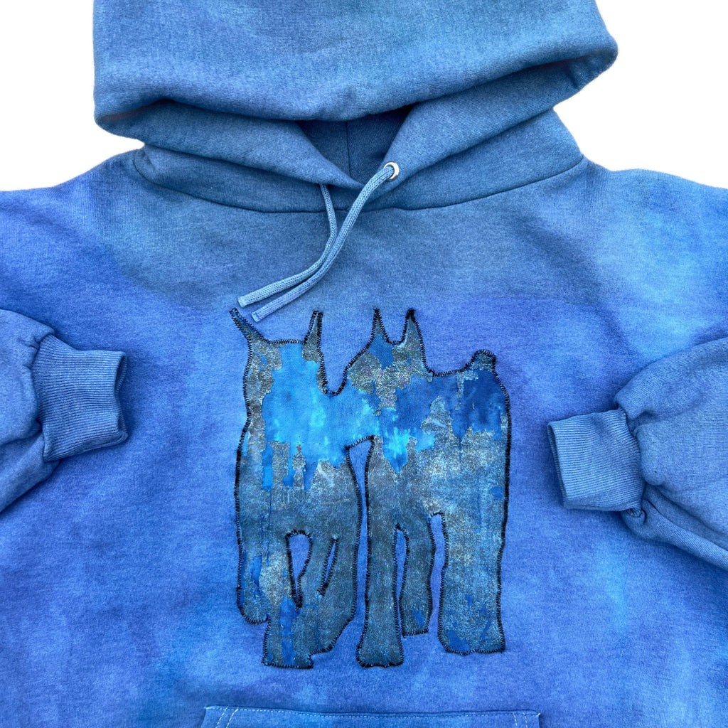 Twin Dogs Indigo Dyed Hoodie / Medium